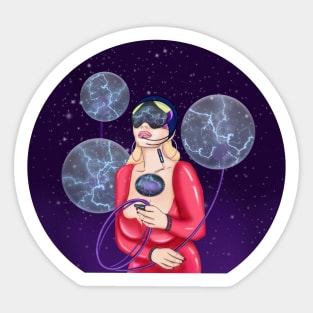 Cyber Girl. Starry night Sticker